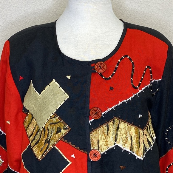 Vintage Wearable Art Blazer by Indigo Moon Large - Picture 2 of 14